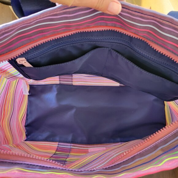 NWT Wildfox Tote Bag Navy Blue with Multicolored Stripes - Picture 5 of 7